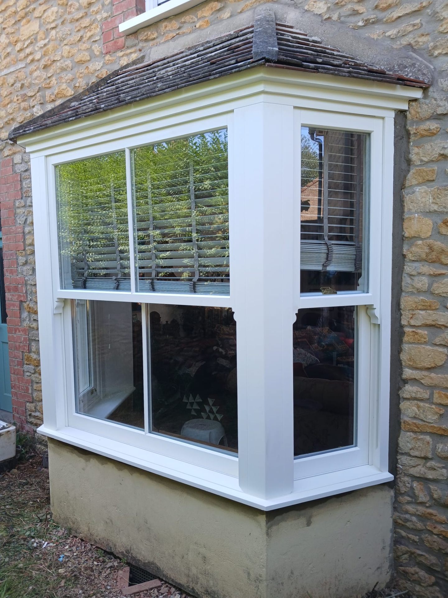 Stone Cottage Sliding Sash Bay Window — West Dorset