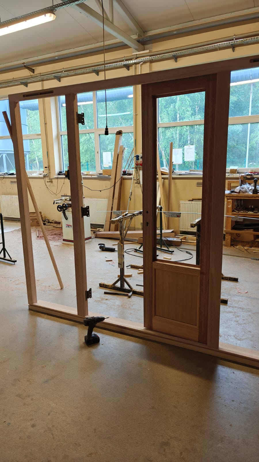 Bespoke Mahogany French Doors — In Production — Our Workshop